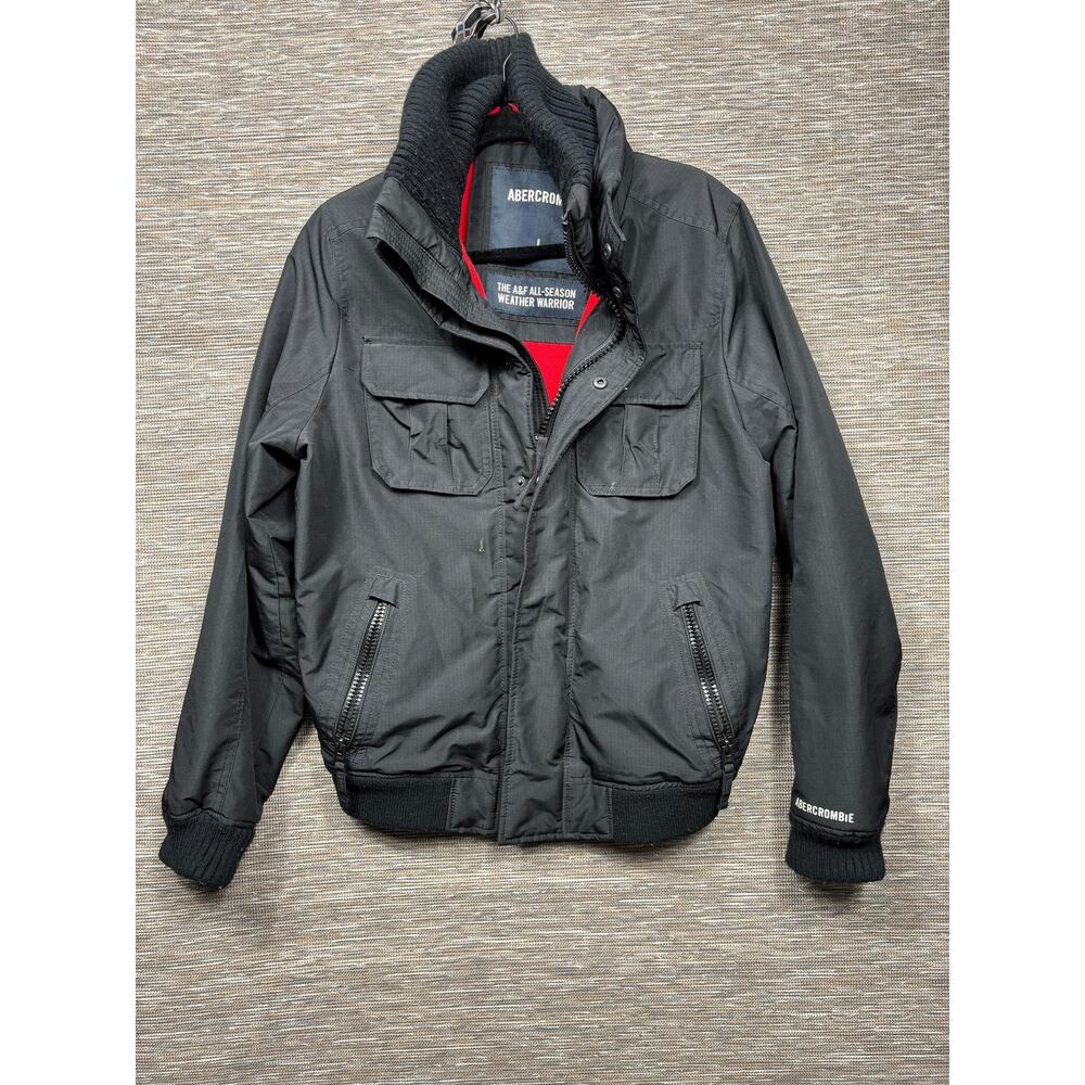 Abercrombie & Fitch Jacket Mens Large Black All-Season Weather Warrior Bomber